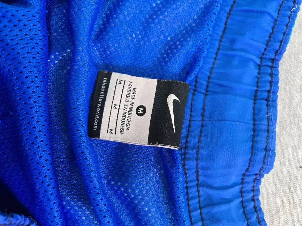 Nike Shorts Mens Medium Blue Striped Swim Trunks Lined Drawstring Mesh Liner